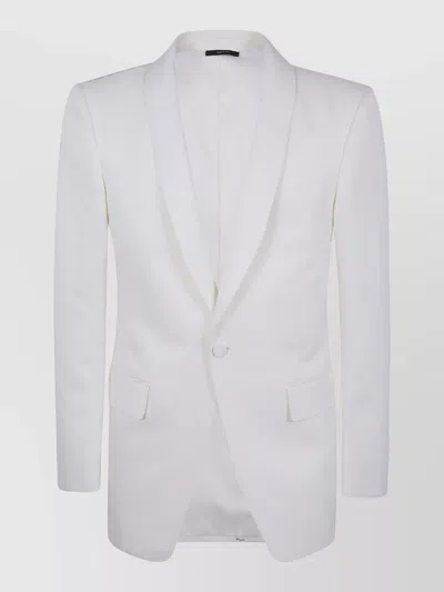Tom Ford Wool Silk Sharp Faille Slim Shawl Lapel Jacket In White