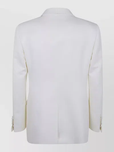 Tom Ford Wool Silk Sharp Faille Slim Shawl Lapel Jacket In White