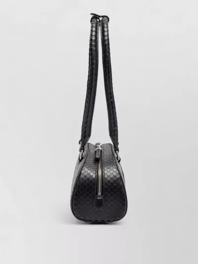 Diesel Elongated Bowling Dome Shoulder Bag In Smooth Black Leather