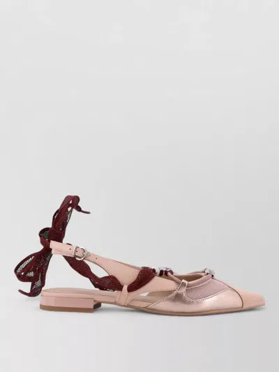 Pinko Gianira 30 Slingback Ballerinas In Leather And Mesh In Pink