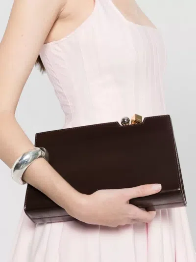 Jacquemus Rectangular Clutch Bag Detachable Strap Handle In Brown