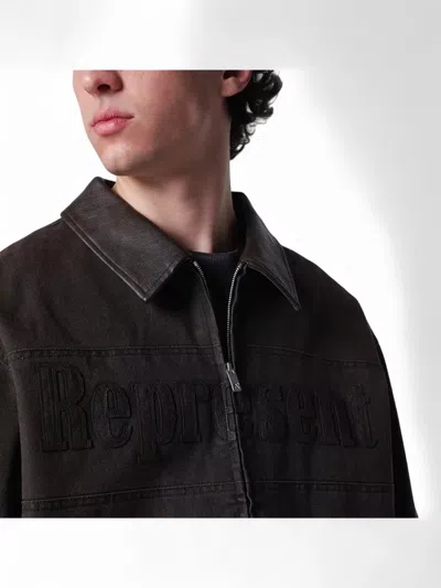 Represent Roscoe Logo Detail Cotton Canvas Bomber Jacket