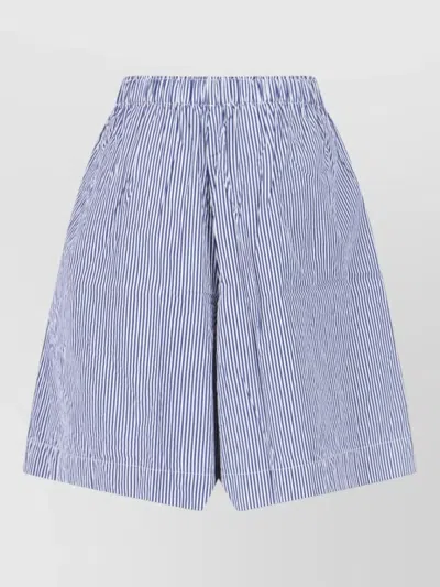 Daniela Gregis Straight Shorts Side Pockets Striped Pattern In Blue