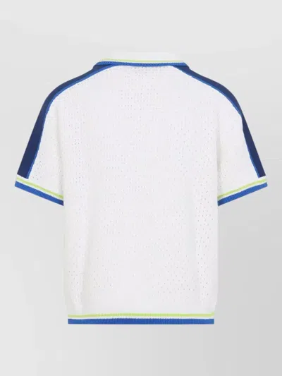 Casablanca Contrasting Trims Chest Pocket Logo-embroidered Short-sleeve Button-up Shirt In Multi