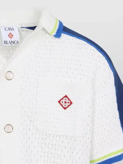 Casablanca Contrasting Trims Chest Pocket Logo-embroidered Short-sleeve Button-up Shirt In Multi