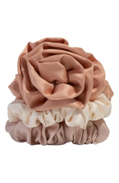 Kitsch 3-pack Assorted Rosette Scrunchies In Brown