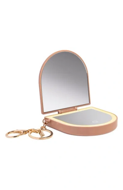 Kitsch Compact Mirror Keychain In Brown