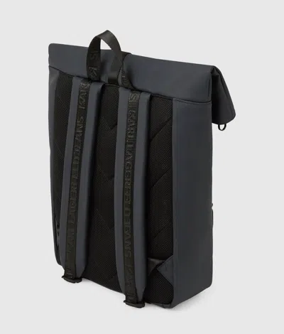 Kl Jeans Roll Top Strap Backpack In Black