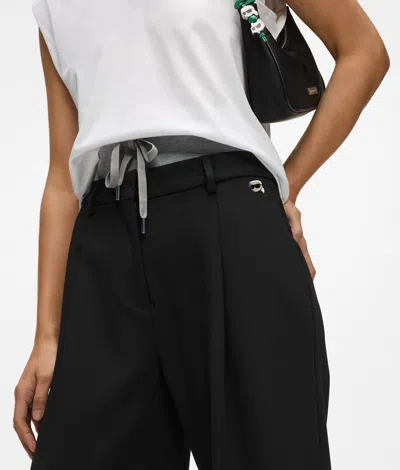 Karl Lagerfeld Ikon Double-waistband Trousers In Black