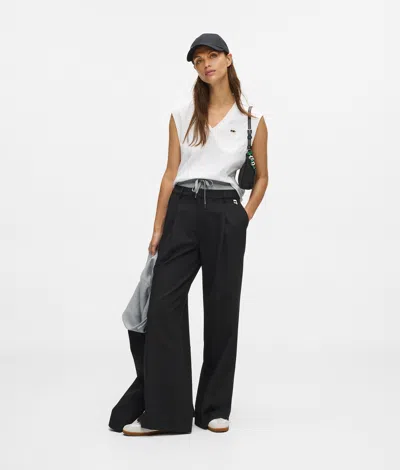 Karl Lagerfeld Ikon Double-waistband Trousers In Black