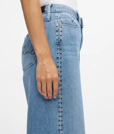 Karl Lagerfeld Studded-signature Jeans In Blue