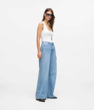 Karl Lagerfeld Studded-signature Jeans In Blue