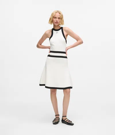 Karl Lagerfeld Karl Dna Belted Knit Dress In White