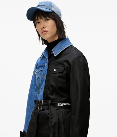 Kl Jeans Denim Panel Trench Coat