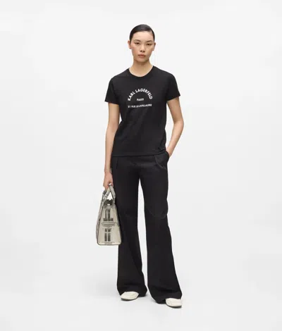 Karl Lagerfeld Rue St-guillaume Glitter T-shirt In Black