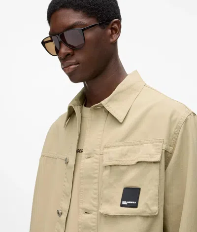 Kl Jeans Canvas Utility Jacket In Sand
