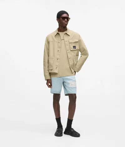 Kl Jeans Canvas Utility Jacket In Sand