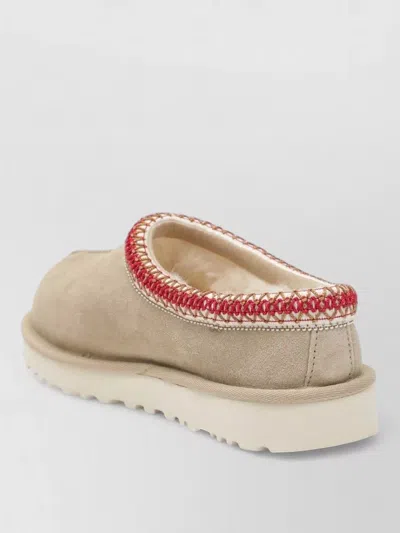Ugg Tasman Suede Slippers With Shearling Lining In Neutral