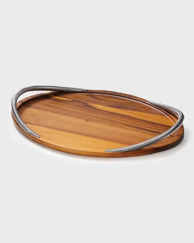 Nambe Braid Serving Tray In Brown