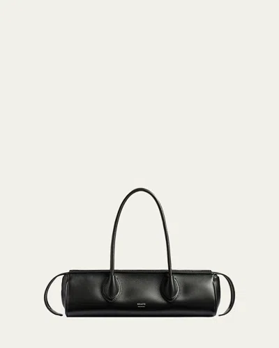 Khaite Donna Tubular Leather Shoulder Bag In Black