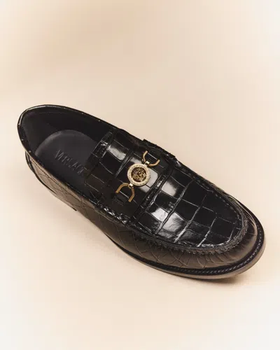 Versace Medusa Croc-effect Leather Loafers In Black
