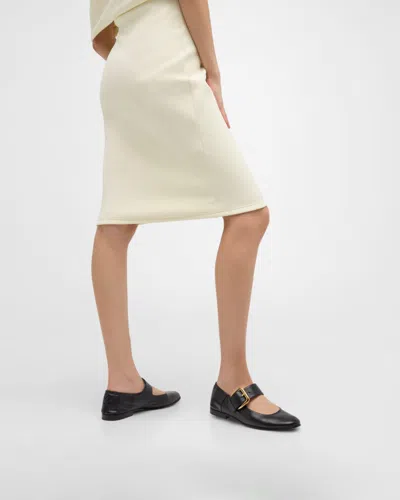 Bottega Veneta Astaire Leather Mary Jane Ballerina Flats In Black