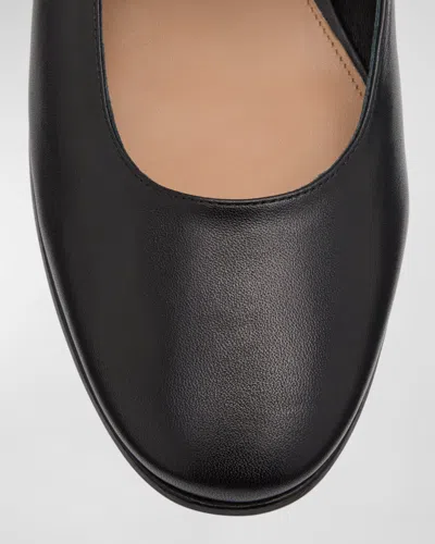 Bottega Veneta Astaire Leather Mary Jane Ballerina Flats In Black