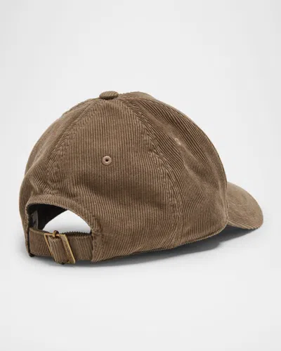 Saint Laurent Logo-embroidered Cotton-corduroy Baseball Cap In Brown