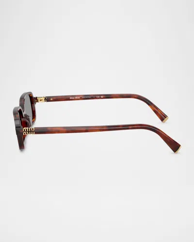 Miu Miu 11zs Rectangular Sunglasses In Brown