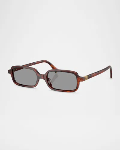 Miu Miu 11zs Rectangular Sunglasses In Brown