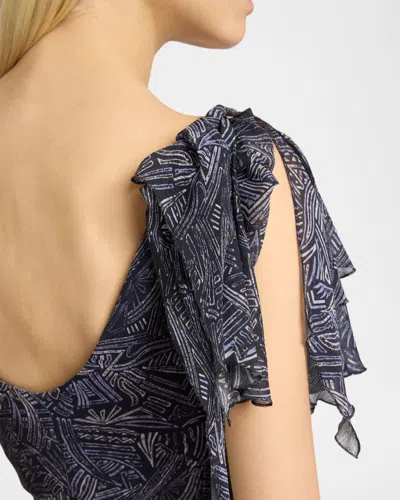 Isabel Marant Womens Faded Night Tylena Printed Ruffle-trim Silk Midi Dress In Multi
