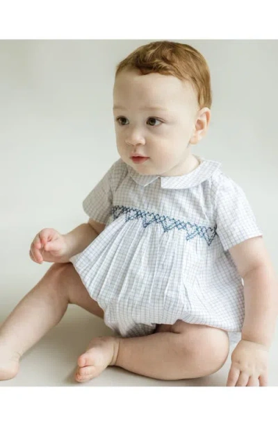 Cuclie Oliver Gingham Smocked Bubble Romper In White