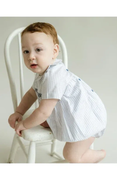 Cuclie Oliver Gingham Smocked Bubble Romper In White