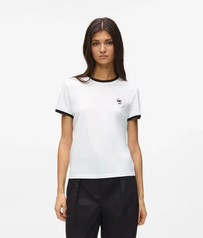 Karl Lagerfeld Ikon Small Circle Logo T-shirt In White