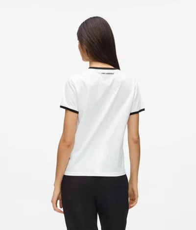 Karl Lagerfeld Ikon Small Circle Logo T-shirt In White