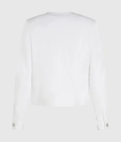 Karl Lagerfeld Collarless Bow Detail Jacket In White