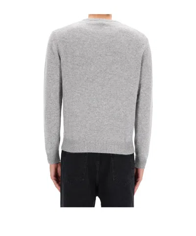 Aspesi Classic Gray Crew Neck Sweater With Ribbed Trim In Gray