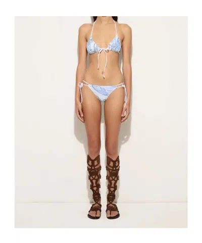 Pucci Printed Triangle Bikini Top In Blue