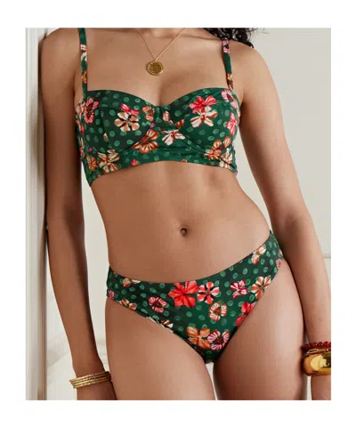 Ulla Johnson Dani Printed Bikini Briefs In Green