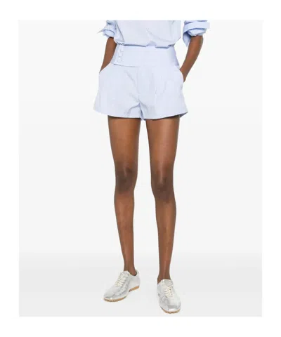 Frame Button Striped Shorts In White