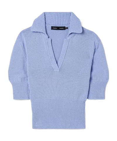 Proenza Schouler Reeve Cropped Cotton Knit Polo Shirt In Blue