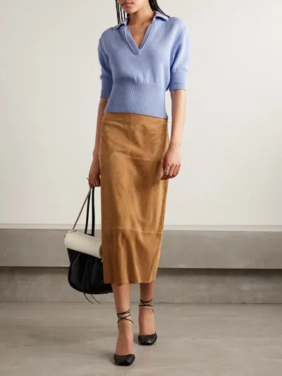 Proenza Schouler Reeve Cropped Cotton Knit Polo Shirt In Blue