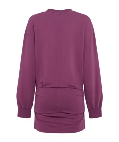 Attico Burgundy Draped Mini Dress With Long Sleeves In Purple