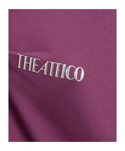 Attico Burgundy Draped Mini Dress With Long Sleeves In Purple