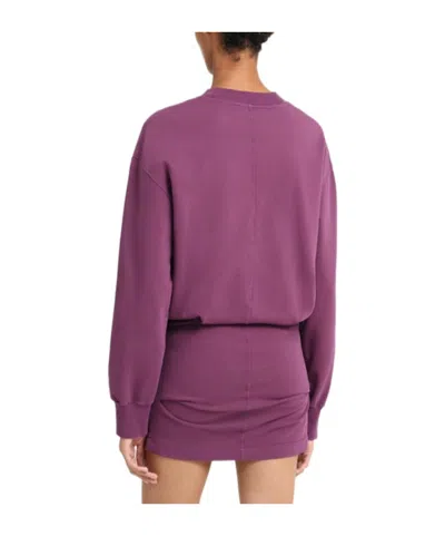 Attico Burgundy Draped Mini Dress With Long Sleeves In Purple