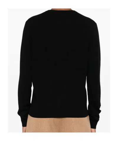 Soft Goat Buttoned Crew Neck Sweater In Black
