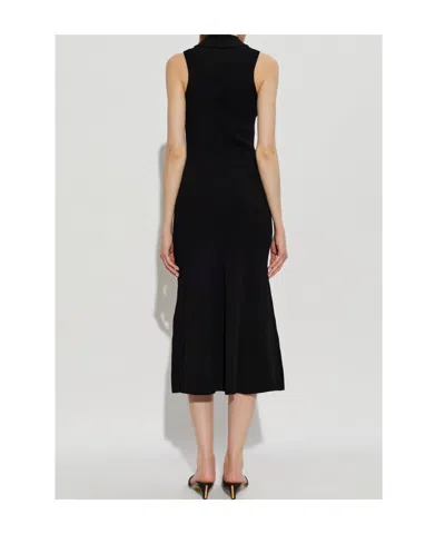 Victoria Beckham Sleeveless Zipped Front Ribbed-knit Midi Dress In Black