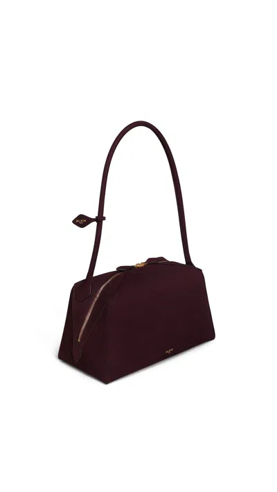 Alaïa Le Bouledogue Bowling Shoulder Bag In Nubuck Leather In Brown