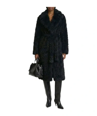 Acne Studios Plush Long Coat In Black