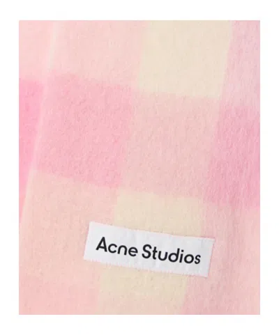 Acne Studios Vally Checked Wool-blend Scarf In Blue